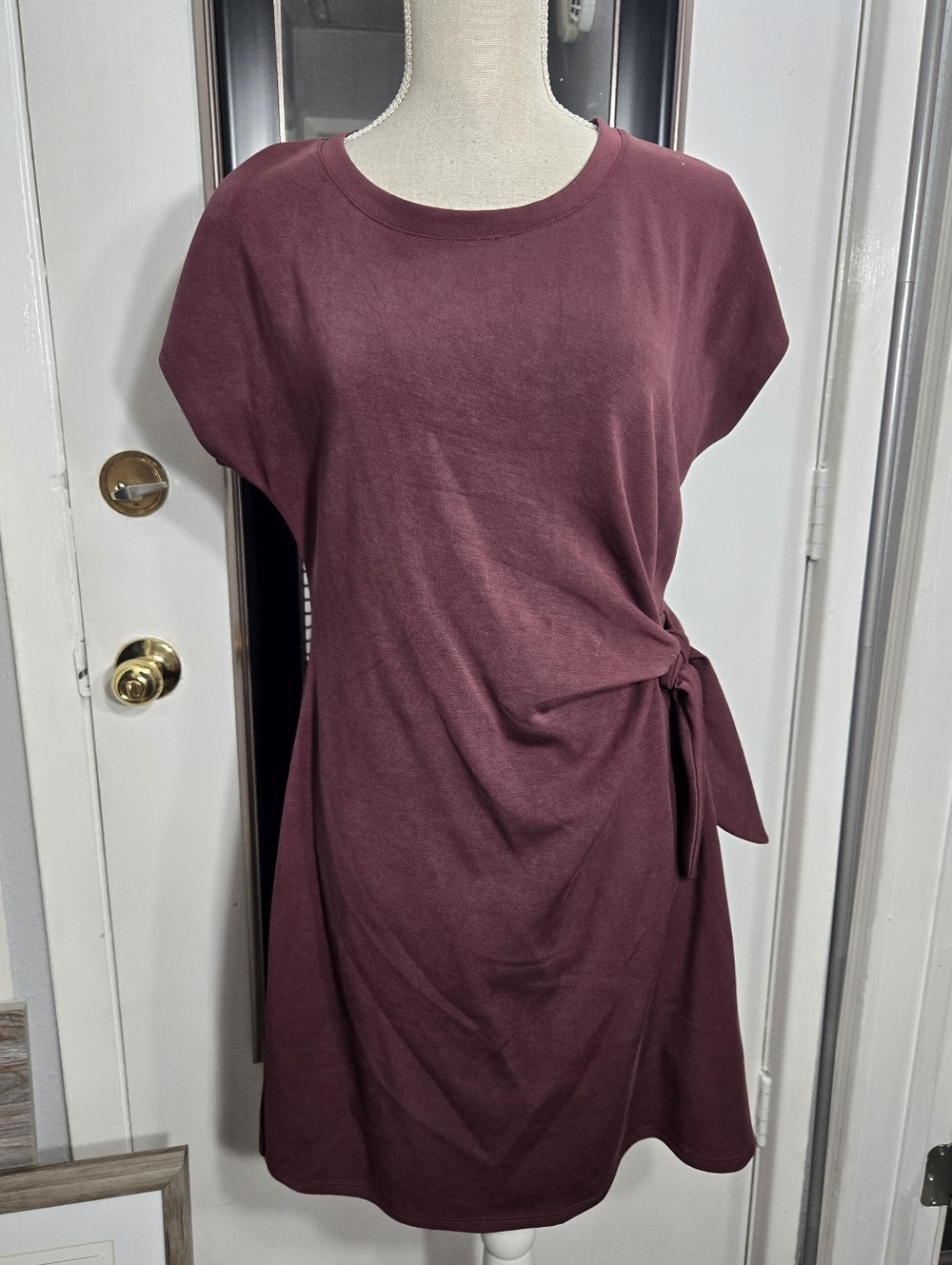 Cable & Gauge Burgundy Side-Tie Mini Dress